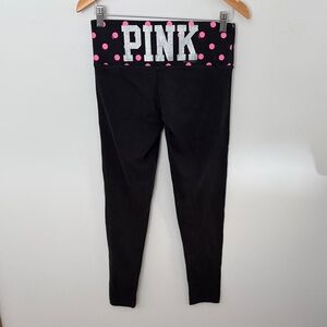 Y2K PINK Victoria’s Secret Rhinestone Yoga Pants Black Polka Dot Small